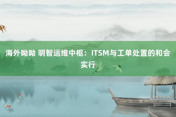 海外呦呦 明智运维中枢：ITSM与工单处置的和会实行