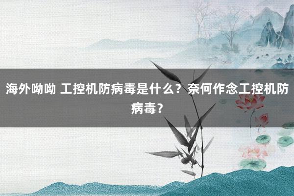 海外呦呦 工控机防病毒是什么？奈何作念工控机防病毒？