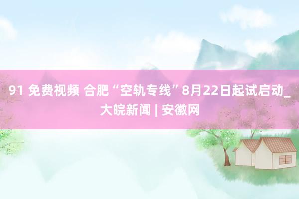 91 免费视频 合肥“空轨专线”8月22日起试启动_大皖新闻 | 安徽网