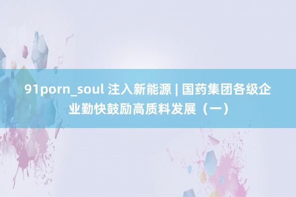 91porn_soul 注入新能源 | 国药集团各级企业勤快鼓励高质料发展（一）